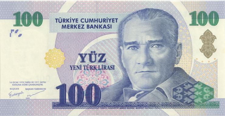 Türkei / Turkey P.221 100 Neue Lira 2005 (1) Serie C 
