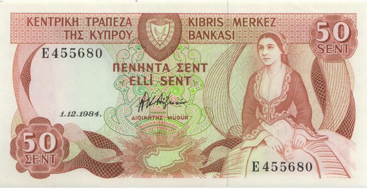 Zypern / Cyprus P.49 50 Cents 1984 (1) 
