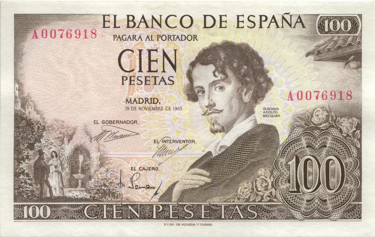 Spanien / Spain P.150 100 Pesetas 1965 (70) (2) 