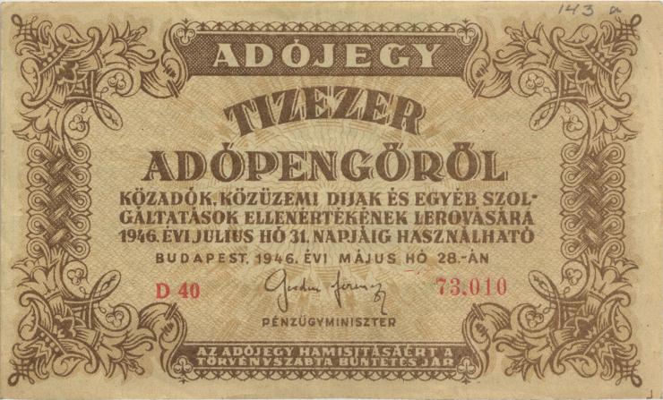 Ungarn / Hungary P.143a 10.000 Adopengö 1946 (3+) 