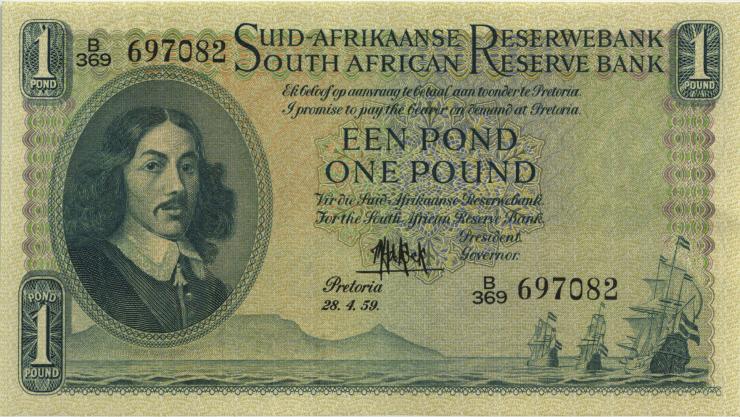 Südafrika / South Africa P.093e 1 Pound 28.4.1959 (Africaans) (2+) 