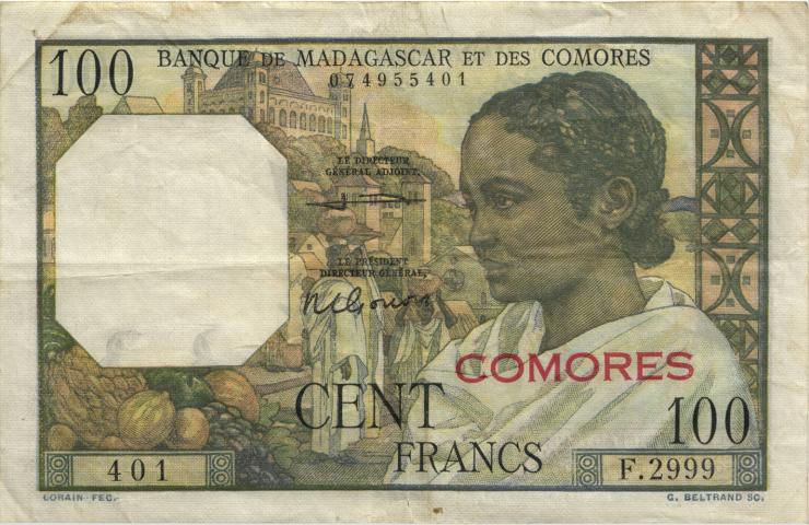 Komoren / Comoros P.03b 100 Francs (1960-63) (3) 