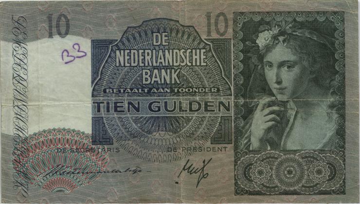 Niederlande / Netherlands P.056a 10 Gulden 1941 (3) 