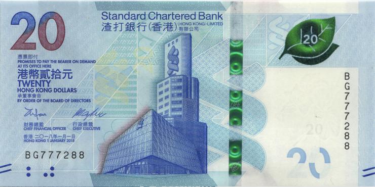 Hongkong P.302a 20 Dollars 2018 (1) 