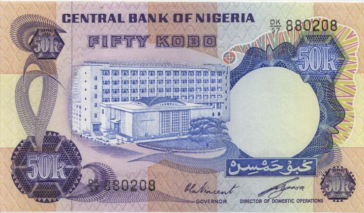 Nigeria P.14e 50 Kobo (1973-78) (1) 
