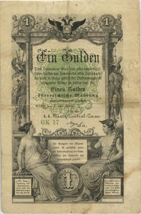 Österreich / Austria P.A150 1 Gulden 1866 (4) 