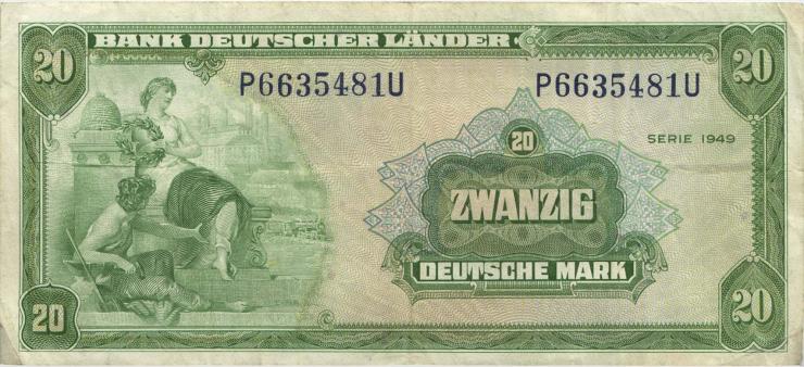 R.260 20 DM 1949 Bank Deutscher Länder (3) P/U 