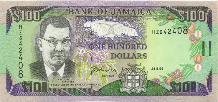 Jamaika / Jamaica P.076b 100 Dollars 1996 (1) 