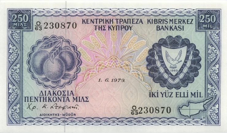 Zypern / Cyprus P.41c 250 Mils 1.6.1979 (1) 
