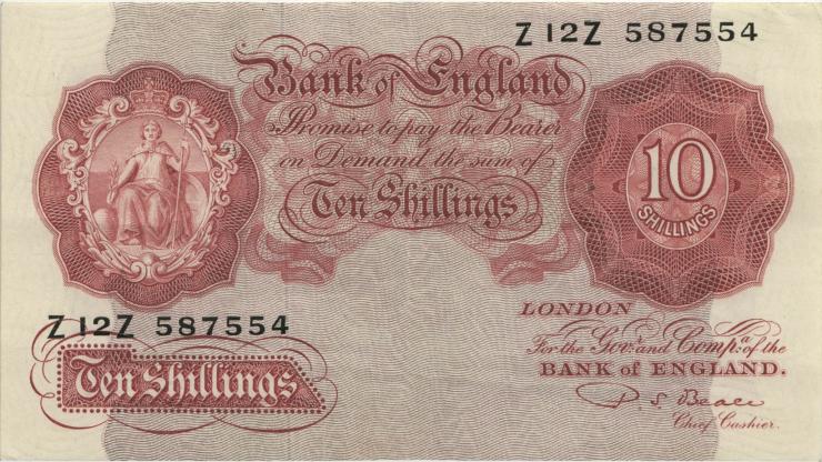 Großbritannien / Great Britain P.368b 10 Shillings (1949-55) (3+) 
