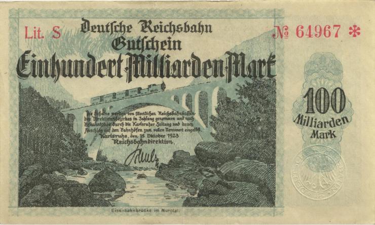 PS1273 Reichsbahn Karlsruhe 100 Milliarden Mark 1923 (2) 