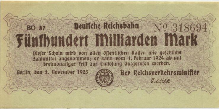 RVM-18c Reichsbahn Berlin 500 Milliarden Mark 1924 BO (1) 