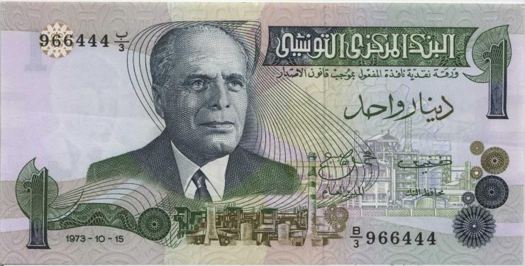 Tunesien / Tunisia P.070 1 Dinar 1973 (2) 