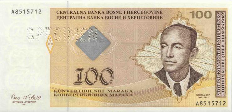 Bosnien & Herzegowina / Bosnia P.069bs 100 Konver. Maraka 2002 Specimen (1) 