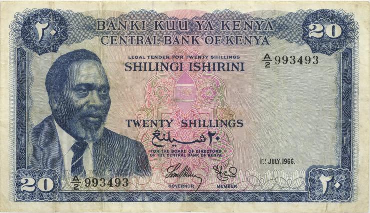 Kenia / Kenya P.03a 20 Shillings 1966 (3) 