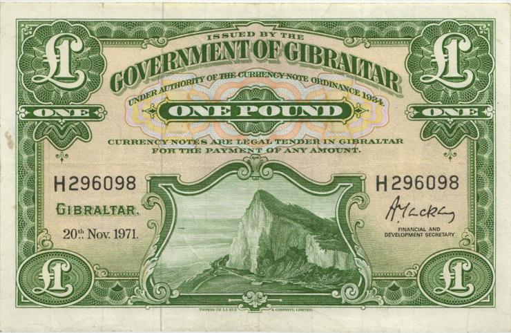 Gibraltar P.18b 1 Pound 1971 (3+) 