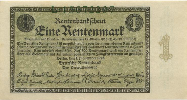 R.154a: 1 Rentenmark 1923 Reichsdruck (1) L 