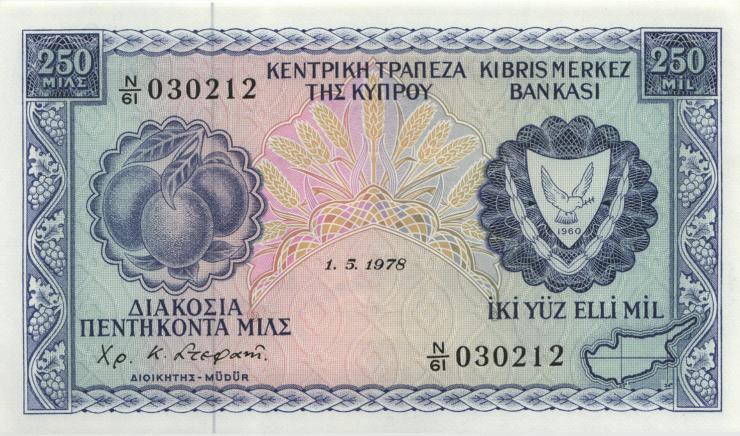 Zypern / Cyprus P.41c 250 Mils 1978 (1) 