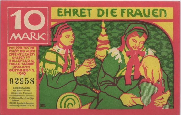 Bielefeld 10 Mark 1919 Ehret die Frauen (1) 