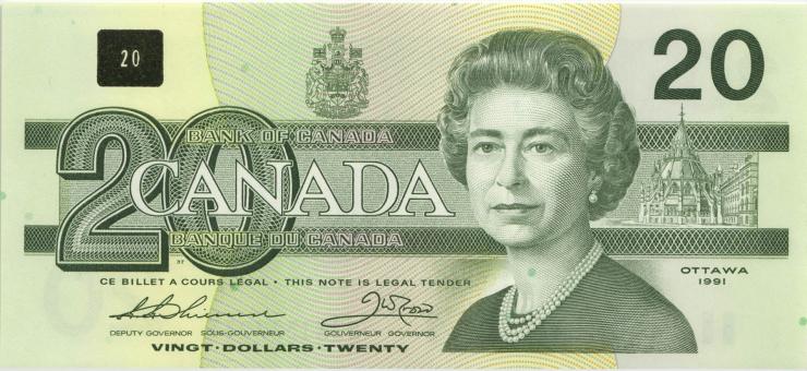 Canada P.097a 20 Dollars 1991 EIX (1) mit Serifen 
