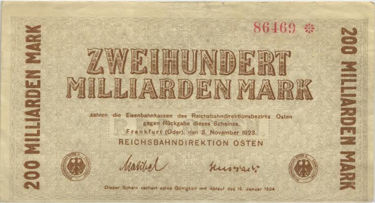 PS1235b Reichsbahn Frankfurt/Oder 200 Milliarden Mark 1923 (3+) 