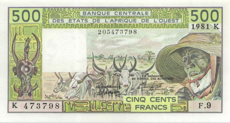 West-Afr.Staaten/West African States P.706Kc 500 Francs 1981 (1) 