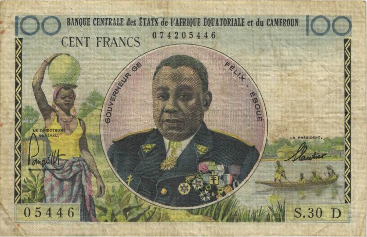 Äquat.-Afrikan.-Staaten P.01d 100 Francs (1961-62) (3-) 