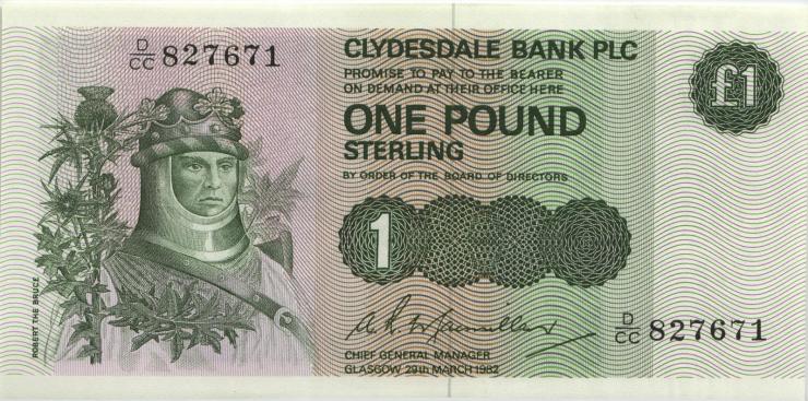 Schottland / Scotland P.211a 1 Pounds Sterling 1982 (1) 