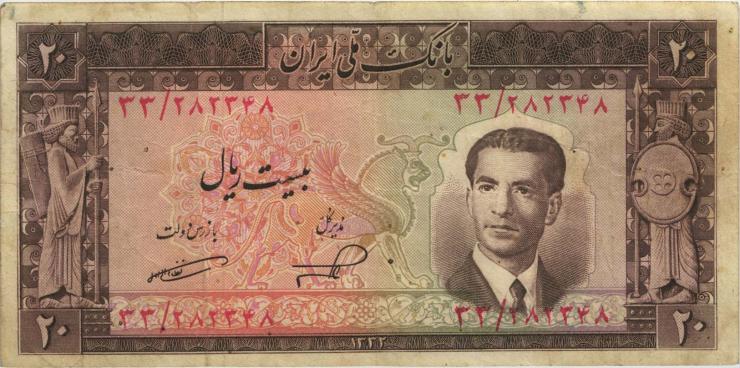Iran P.060 20 Rials 1953 (3-) 