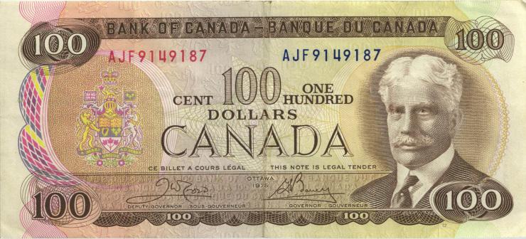 Canada P.091b 100 Dollars 1975 (3) 