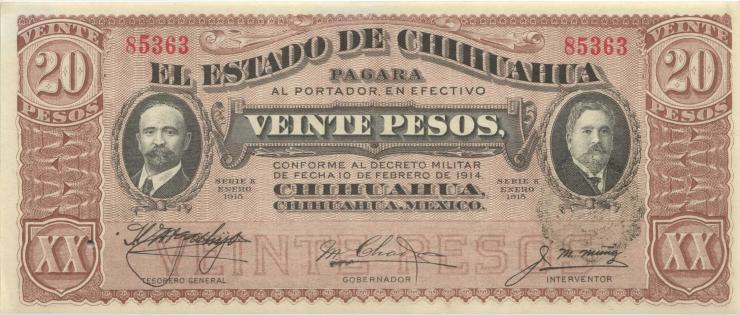 Mexiko / Mexico P.S0537 20 Pesos 10.2.1914 (1) 