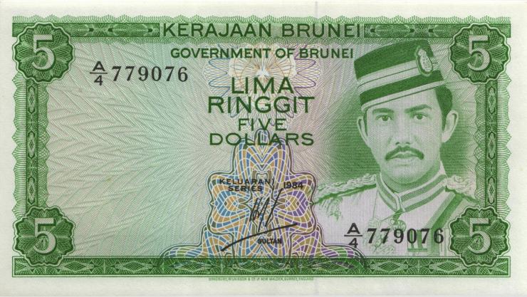 Brunei P.07b 5 Ringgit 1984 (2) 