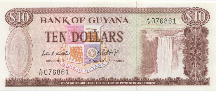 Guyana P.23b 10 Dollars (1966-92) (1) 