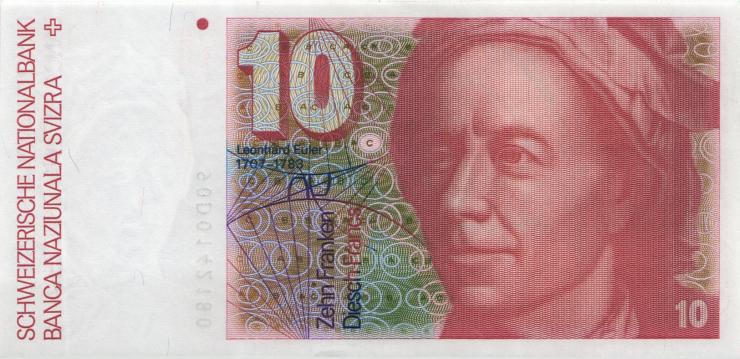 Schweiz / Switzerland P.53h 10 Franken 1990 (1) 