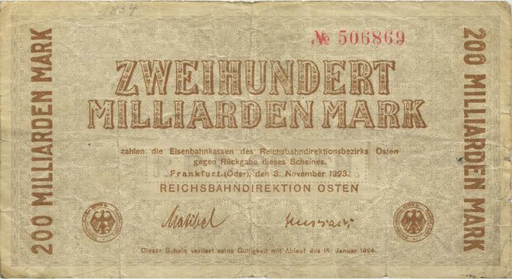 PS1235a Reichsbahn Frankfurt/Oder 200 Milliarden Mark 1923 (3-) 