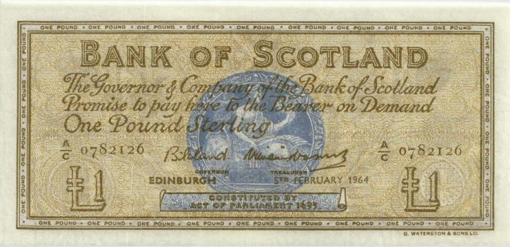 Schottland / Scotland P.102c 1 Pound 5.2.1964 (1/1-) 