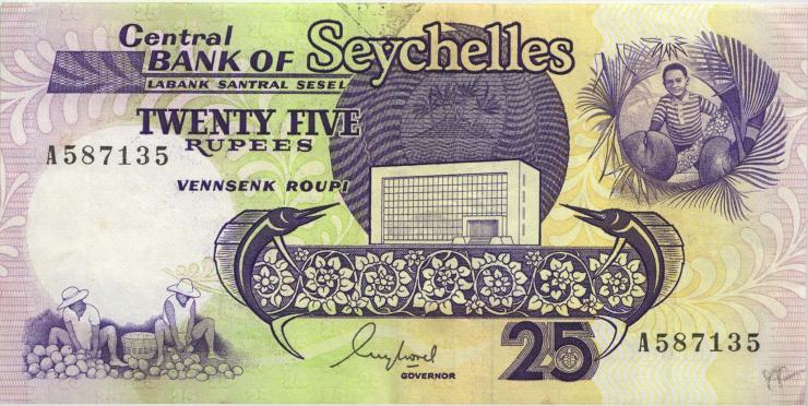 Seychellen / Seychelles P.33 25 Rupien (1989) (3) 