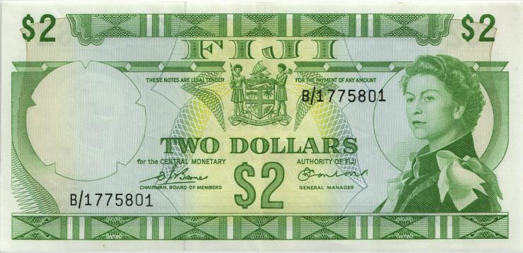 Fiji Inseln / Fiji Islands P.072b 2 Dollars (1974) (2) 