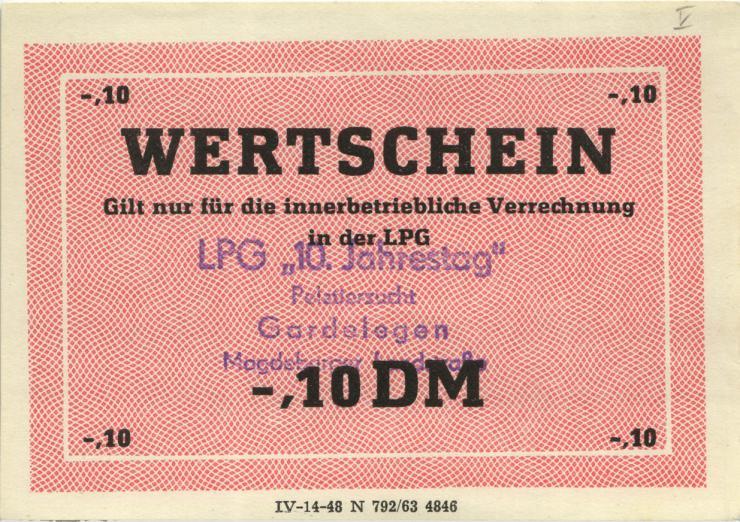 L.033.37 LPG Gardelegen "10. Jahrestag" 10 DM (1) 