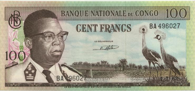 Kongo / Congo P.006 100 Francs 1.2.1962 (1) 