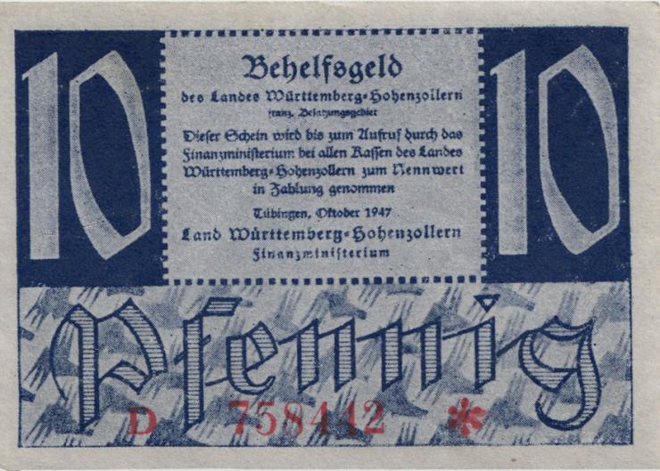 R.215b: Württemberg 10 Pfennig 1947 D (1) 