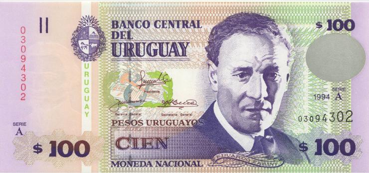 Uruguay P.076a 100 Pesos Urguayos 1994 (1) 