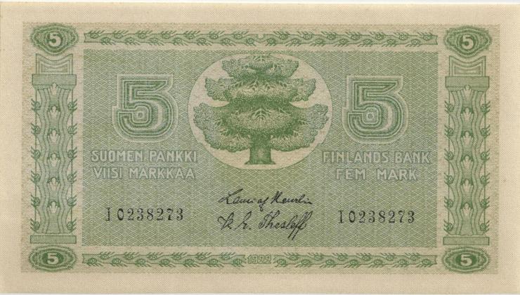 Finnland / Finland P.042 5 Markkaa 1922 (1) 