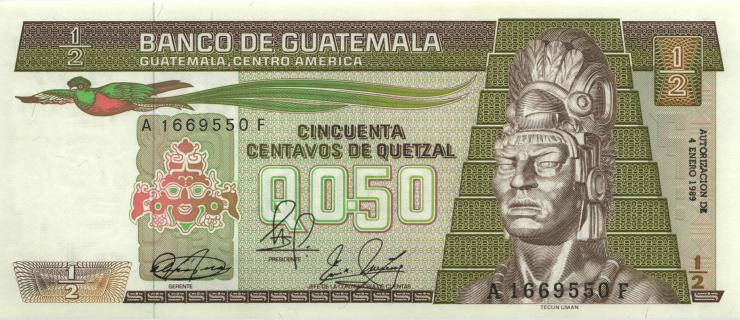 Guatemala P.065 1/2 Quetzal 4.1.1989 (1) 