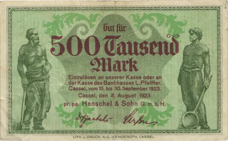 Notgeld Henschel & Sohn 500.000 Mark 1923 (3) 