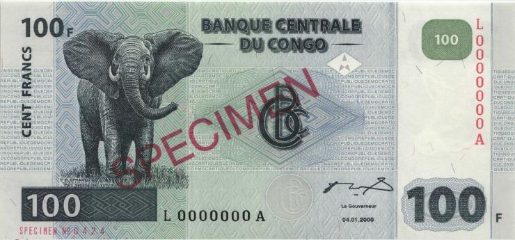 Kongo / Congo P.092s 100 Francs 2000 (1) Specimen 