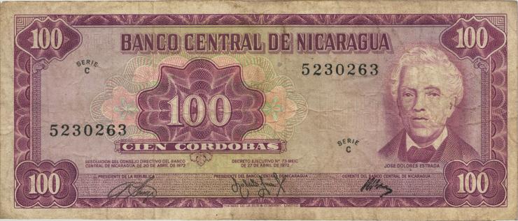 Nicaragua P.126 100 Cordobas 1972 (3) 