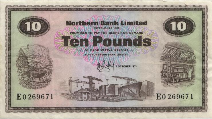 Nordirland / Northern Ireland P.189b 10 Pounds 1971 (3) 