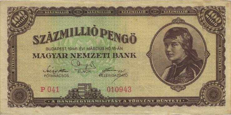 Ungarn / Hungary P.124 100 Mio. Pengö 1946 (3) 