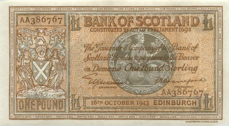 Schottland / Scotland P.091c 1 Pound 16.10.1943 (1) 